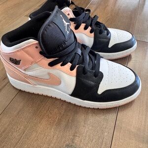 Women’s Air Jordan Mid Sneakers Black and Pink